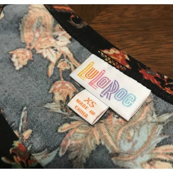 LuLaRoe Womens Dress Size Extra Small XS Julia Black Orange Teal Paisley Bodycon - Picture 7 of 8